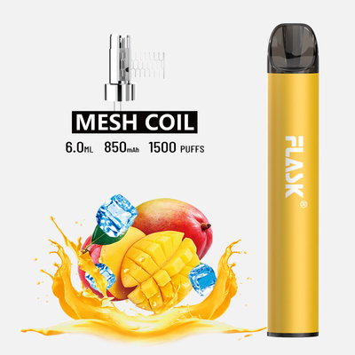 Vaina disponible 6.0ml E Mesh Coil líquido del ODM 1500puff 850mAh Vape del OEM